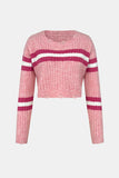 Cable-Knit Striped Dropped Shoulder Sweater