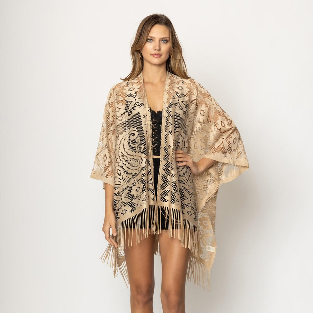 Do Everything In Love Flower Lace Kimono With Tassels
