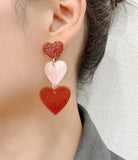 Glitter Heart Dangle Earrings