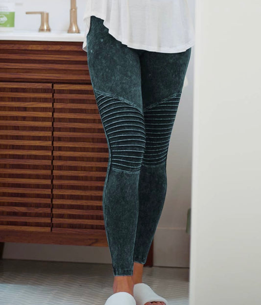 Zenana Mineral Wash Motto Leggings