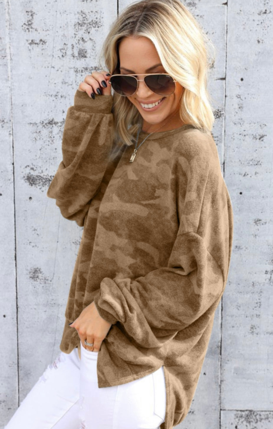 Cute Meets Comfort Camo Sweatshirt
