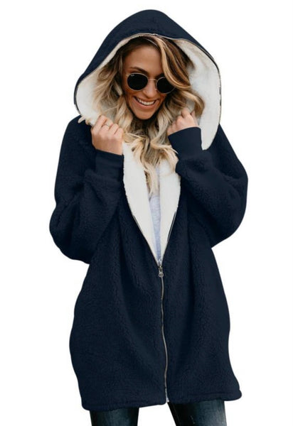 Oversized Soft Sherpa Hooded Zip Up