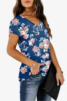 Printed Petal Sleeve V-Neck Blouse