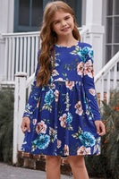 Girls Floral Long Sleeve Dress with Pockets