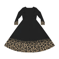 Gold Leopard Dipped Women's Long Sleeve Dance Dress