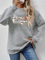 Christmas Letter Graphic Round Neck Sweatshirt