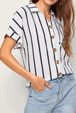 Striped Button Up Short Sleeve Shirt