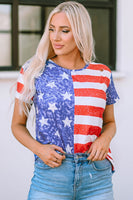 US Flag Round Neck Short Sleeve T-Shirt