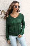 Cold Shoulder V-Neck Cable-Knit Pullover Sweater