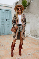 Printed Long Sleeve Cardigan with Pocket