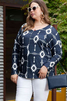 Plus Size Exposed Seams Round Neck Long Sleeve T-Shirt