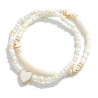 Stretchy Heishi Beaded Heart Bracelets