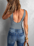 Gray Peekaboo Slim Fit Tank Top