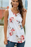 Floral Crossover Tank- Ivory or Blue