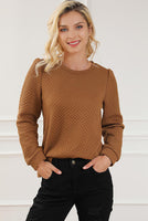 Texture Round Neck Long Sleeve Sweatshirt