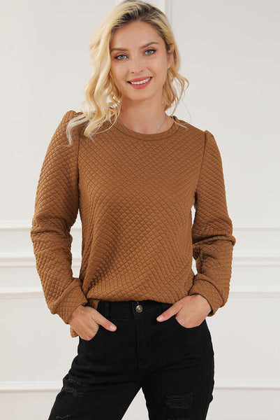 Texture Round Neck Long Sleeve Sweatshirt