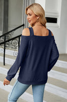 Cold Shoulder Square Neck Cutout Blouse