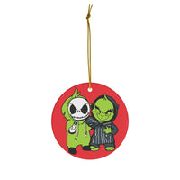 The Grinch Stole Jack Round Ceramic Ornaments