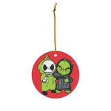 The Grinch Stole Jack Round Ceramic Ornaments