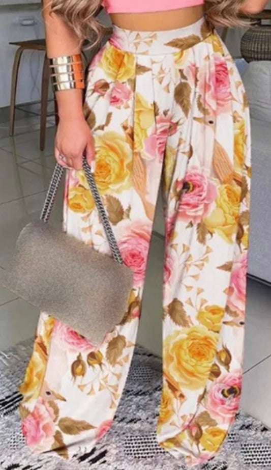 Floral Wide Leg Pants