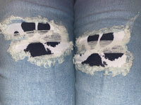 Paw Print Patched Jeans