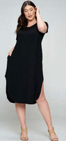 Curvy- Black Stretchy Knit Dress