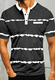 Men’s Striped Collared Shirts-BLK or GRY