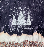 Snowy ‘Let it Snow’ Christmas Bleach/Leopard Print Sweatshirt