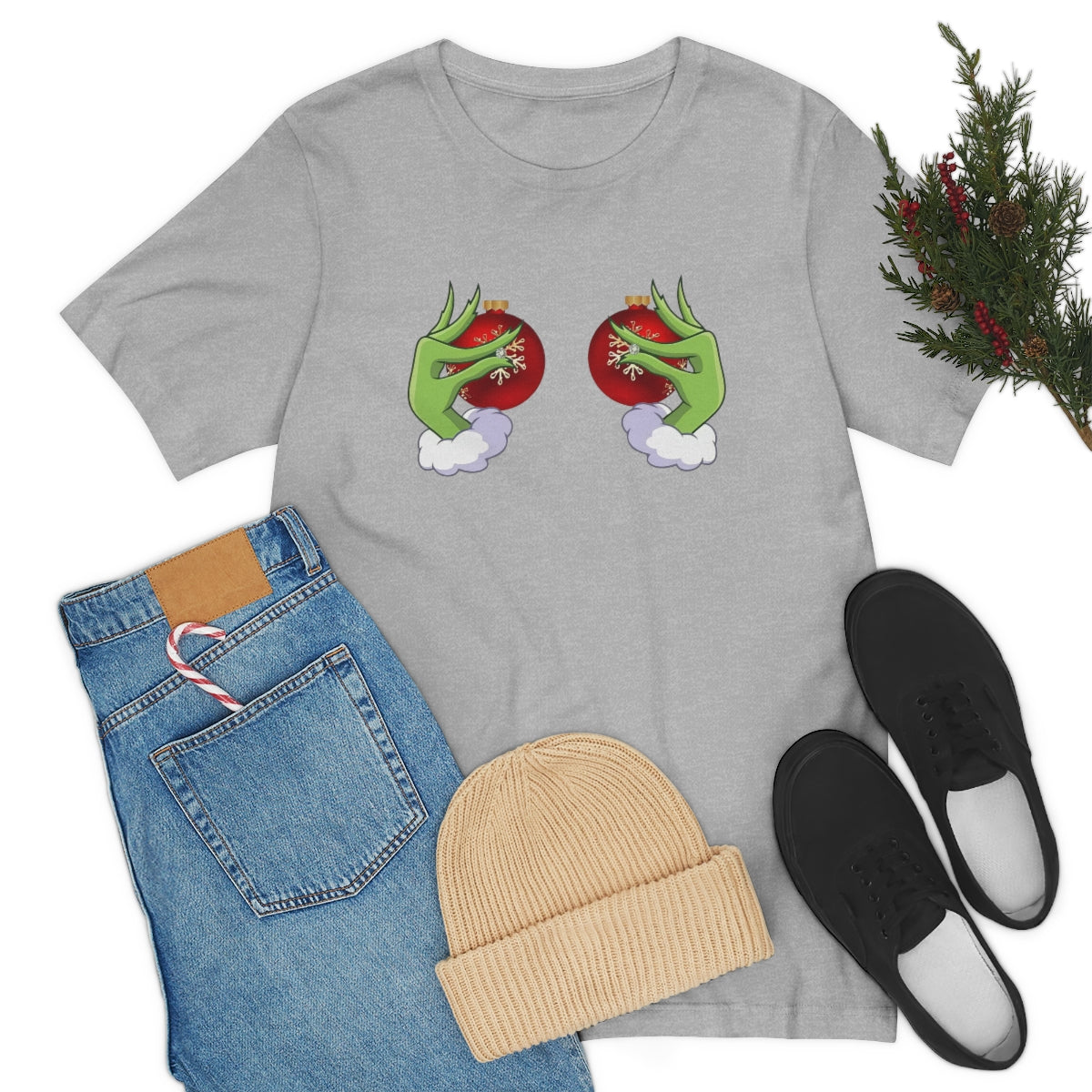 Bella Canvas Grinchy Ornament Hands Unisex Tee