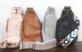 Crossbody Sling bags w/ embroidered guitar strap-Solids & Various Prints Available