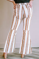 Striped High Waisted Bell Bottom Pants- Curvy