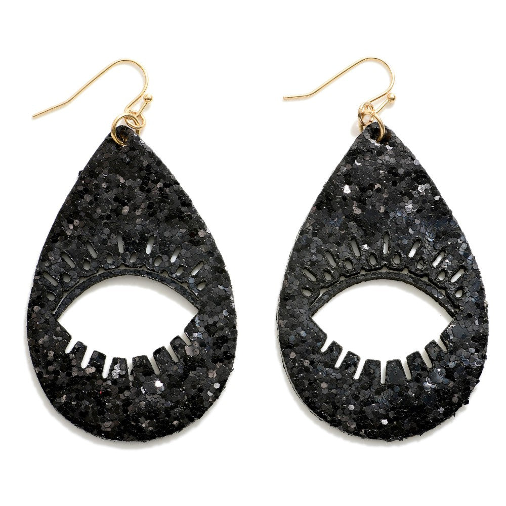 Glitter Teardrop Earring With Eyelash Outline