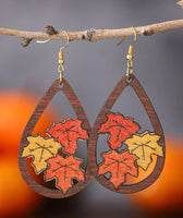 Fall Maple Leaf Water Drop Earrings