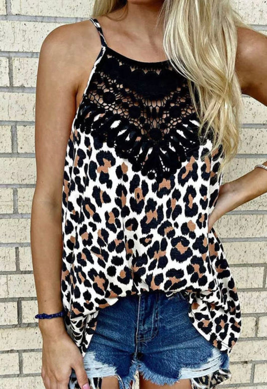 Crochet Laced Leopard Top