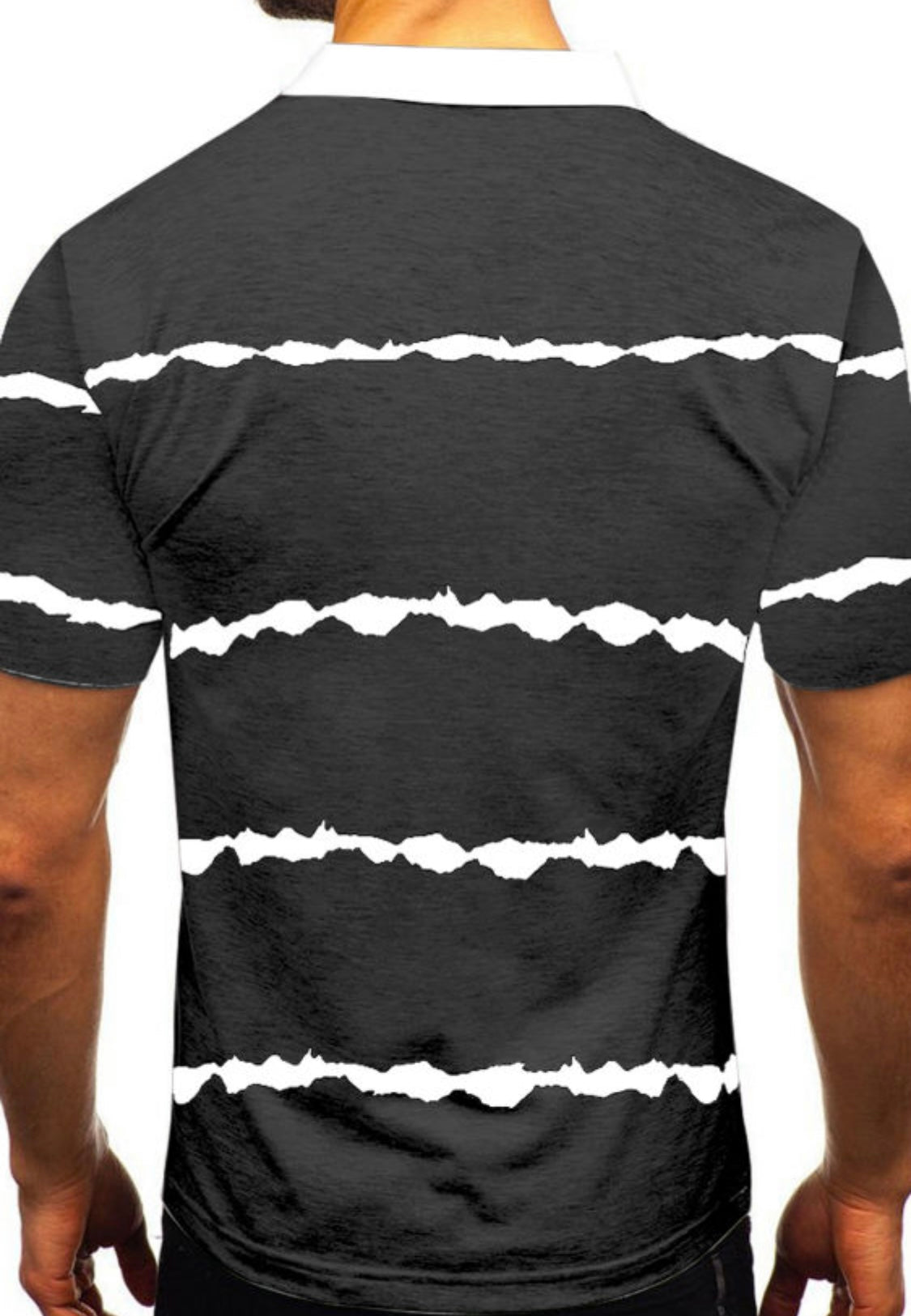 Men’s Striped Collared Shirts-BLK or GRY
