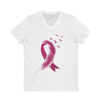 Breast Cancer Ribbon Graphic V-Neck Tee