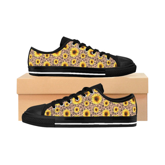 Leopard Print + Sunflowers - Women's Sneakers