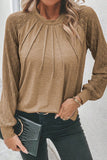 Heathered Round Neck Long Sleeve T-Shirt