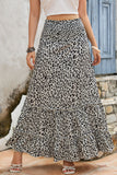 Leopard Print Frill Trim Maxi Skirt