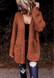 Brown Woven Texture Open Front Cardigan