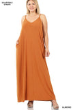 PLUS V NECK CAMI MAXI DRESS WITH SIDE POCKETS