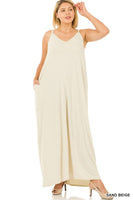 PLUS V NECK CAMI MAXI DRESS WITH SIDE POCKETS