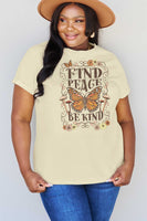 Simply Love Full Size FIND PEACE BE KIND Graphic Cotton T-Shirt