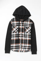 Black Plaid Long Sleeve Hooded Jacket