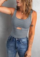 Gray Peekaboo Slim Fit Tank Top