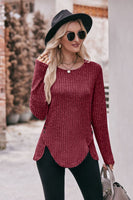 Buttoned Hem Detail Ribbed Top