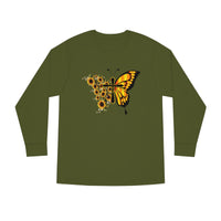 Faith Butterfly & sunflowers Long Sleeve Crewneck Tee