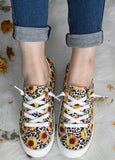 Leopard sunflower canvas shoes