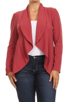 Plus Casual Solid open front jacket blazer