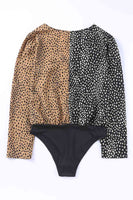 Leopard Surplice Neck Long Sleeve Bodysuit